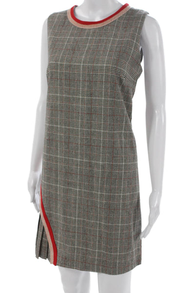 Lea & Viola Womens Shift Dress Gray Plaid Cotton Sleeveless Short Size M