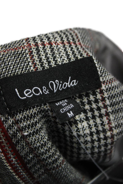 Lea & Viola Womens Shift Dress Gray Plaid Cotton Sleeveless Short Size M
