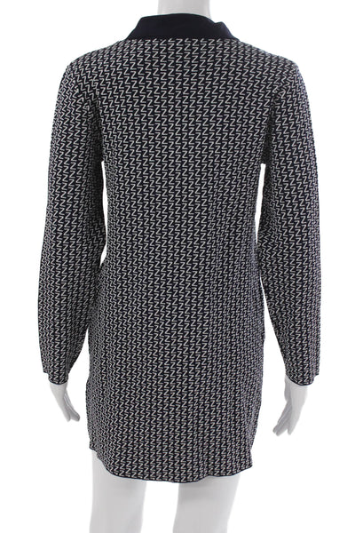 Zara Women Sweater Dress Blue Collared Long Sleeve Viscose Geometric Size M