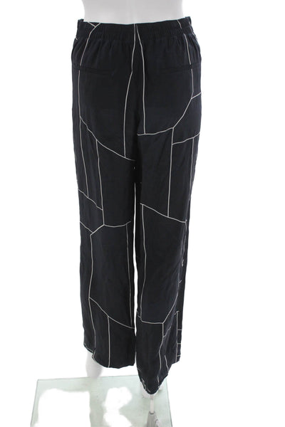 Theory Womens Ankle Pants Multicolor Silk Geometric Pull On Inseam 30 Size 8