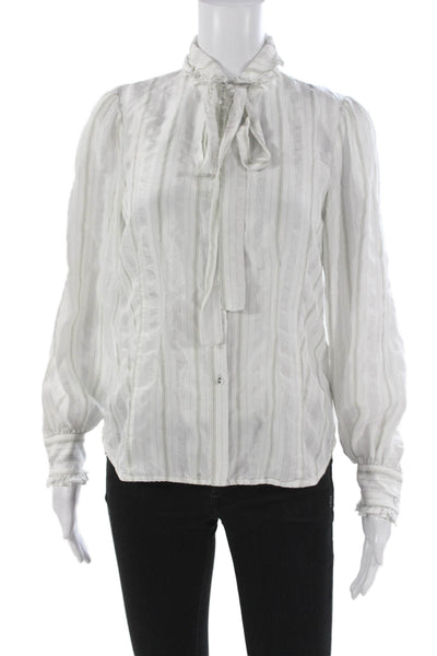 Ulla Johnson Women Silk Striped Long Sleeve Blouse Size 0