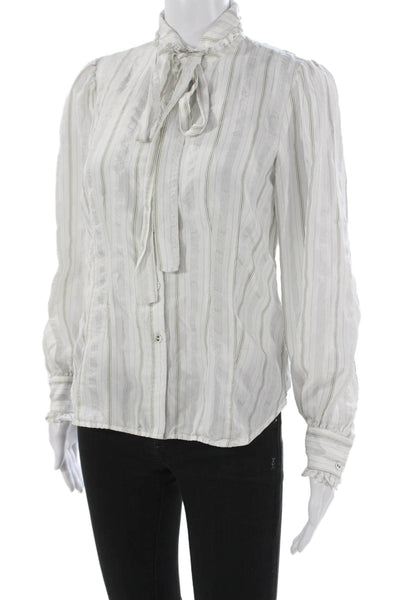 Ulla Johnson Women Silk Striped Long Sleeve Blouse Size 0