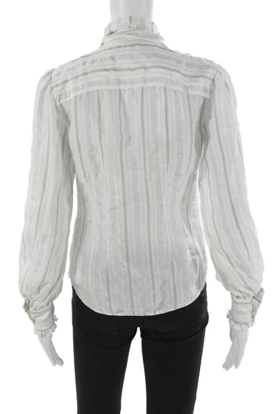 Ulla Johnson Women Silk Striped Long Sleeve Blouse Size 0