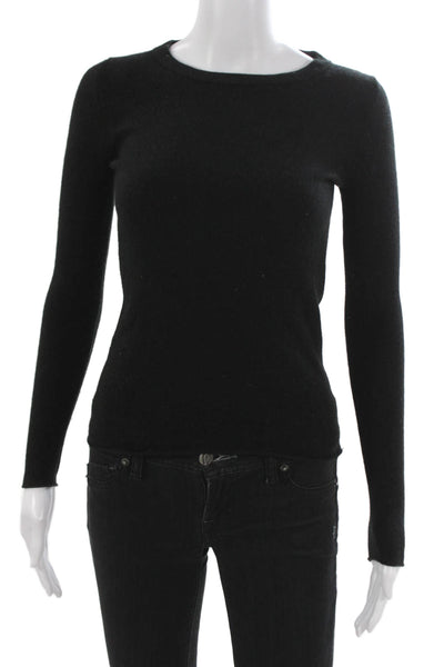 J Crew Women Black Cashmere Pullover Sweater Crew Neck Long Sleeve Size XS