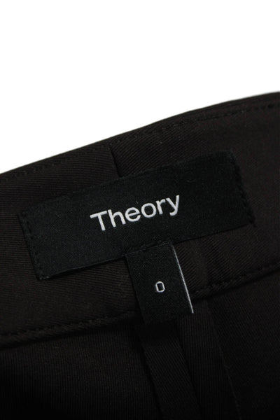 Theory Women Ankle Pants Brown Polyamide Zip Size 0