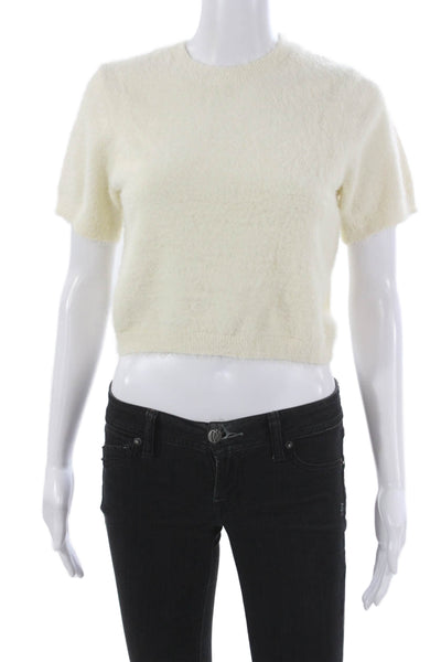 Madison Womens Pullover Crew Neck Short Sleeve Ivory Nylon Size S