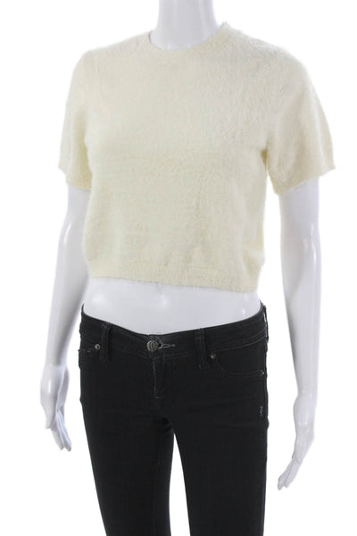 Madison Womens Pullover Crew Neck Short Sleeve Ivory Nylon Size S