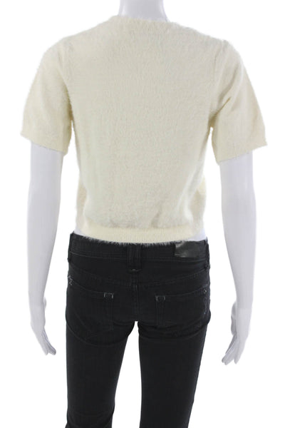 Madison Womens Pullover Crew Neck Short Sleeve Ivory Nylon Size S
