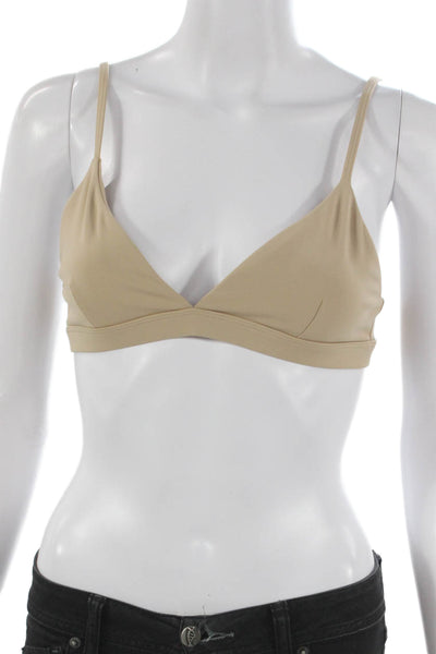 Monday Womens Hook Back Spaghetti Strap V Neck Sports Bra Brown Size Small