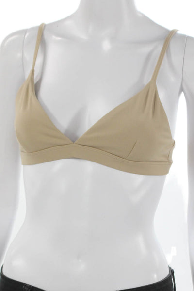 Monday Womens Hook Back Spaghetti Strap V Neck Sports Bra Brown Size Small