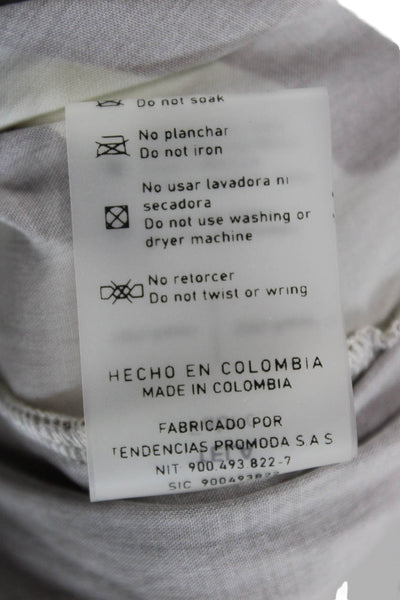 Palmacea Women Cargo Pants Ivory Floral Rayon Zip Tropical Size M