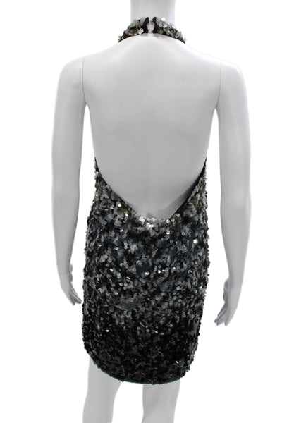 Zara Knit Womens Shift Dress Multicolor Sequin Halter Mini Size L