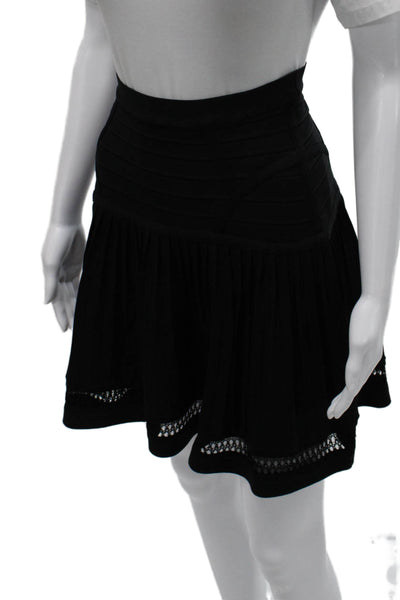 Herve Leger Women Bandage Mini Skirt Black Rayon Pull On Size M