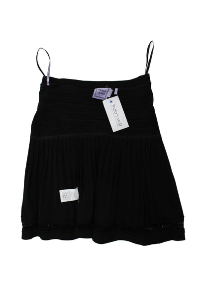 Herve Leger Women Bandage Mini Skirt Black Rayon Pull On Size M