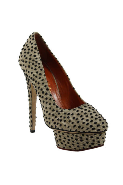 Charlotte Olympia Womens Textured Platform Pumps Shoes Brown Size 7