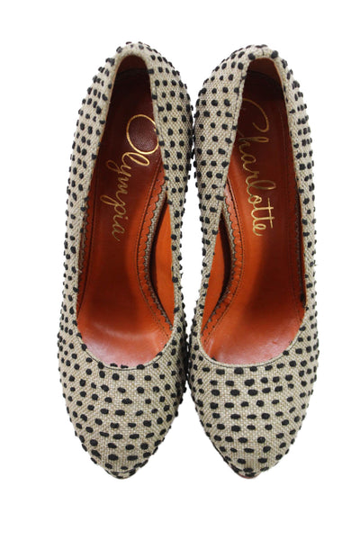 Charlotte Olympia Womens Textured Platform Pumps Shoes Brown Size 7