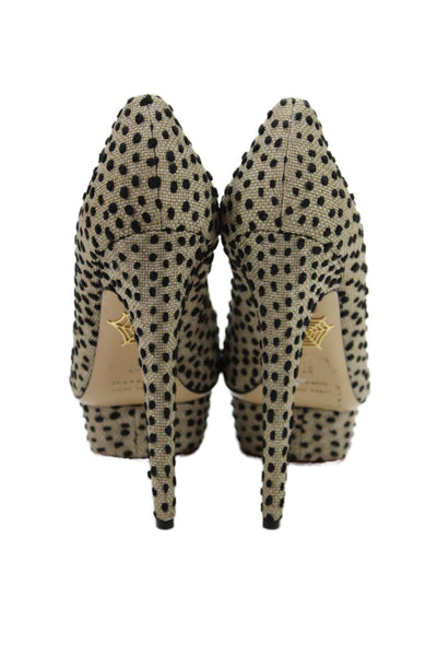 Charlotte Olympia Womens Textured Platform Pumps Shoes Brown Size 7