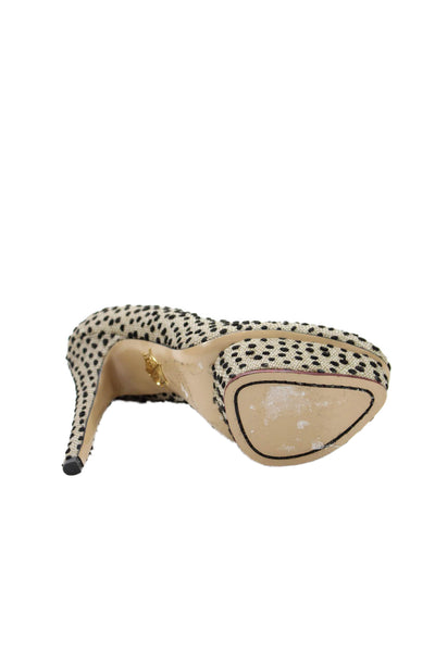 Charlotte Olympia Womens Textured Platform Pumps Shoes Brown Size 7