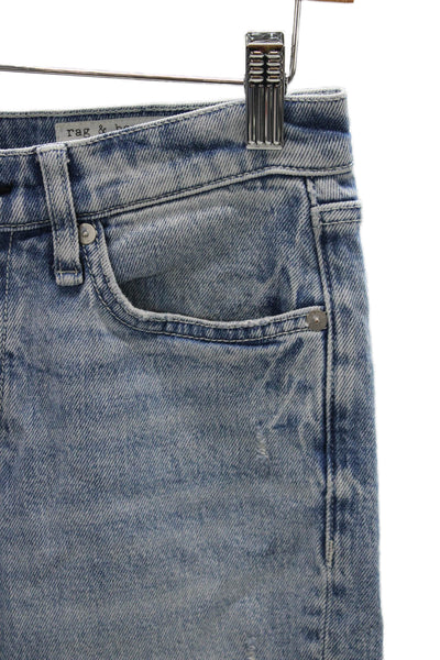 Rag & Bone Women Straight Jeans Blue Cotton Mid Rise Size 24