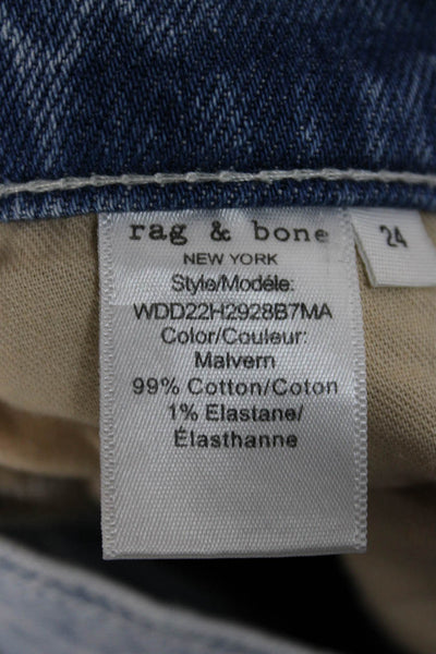 Rag & Bone Women Straight Jeans Blue Cotton Mid Rise Size 24