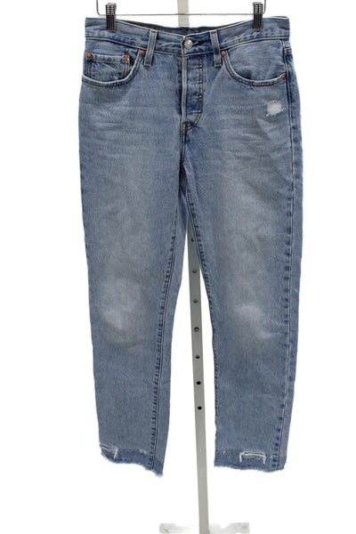 Levis Women Tapered Blue Jeans 100% Cotton Mid Rise Button Fly Size 27