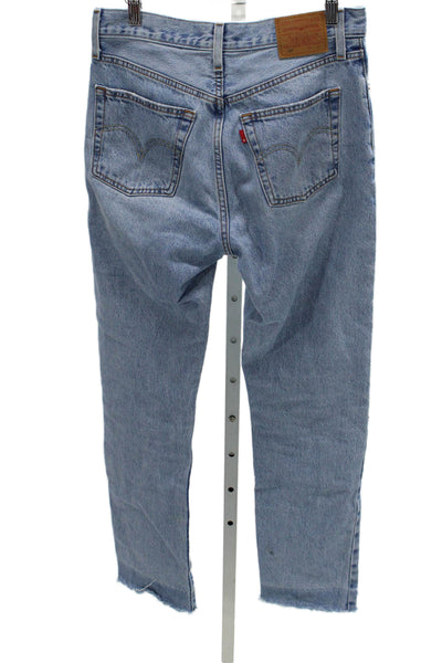 Levis Women Tapered Blue Jeans 100% Cotton Mid Rise Button Fly Size 27