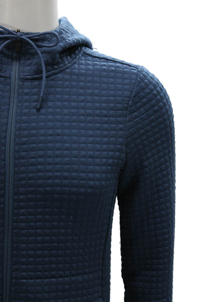 No Bull Mens Quilted Blue Hooded Zip Jacket Long Sleeve Size S