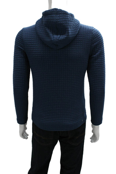 No Bull Mens Quilted Blue Hooded Zip Jacket Long Sleeve Size S