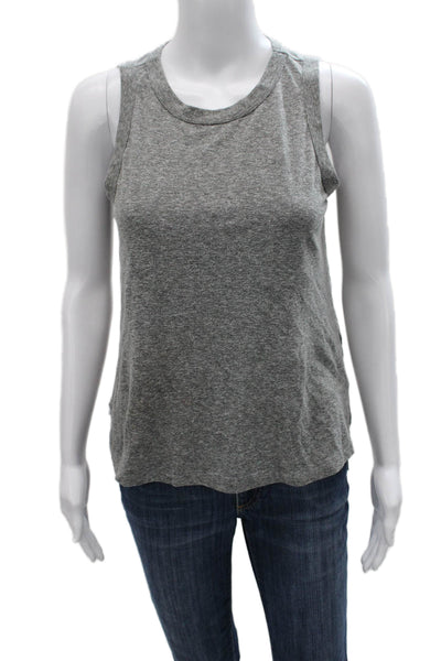 Current/Elliott Women Basic Sleeveless Tank Gray Polyester Round Neck Size S