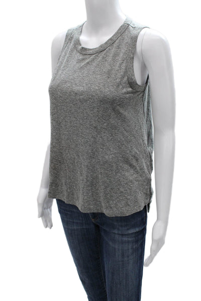 Current/Elliott Women Basic Sleeveless Tank Gray Polyester Round Neck Size S