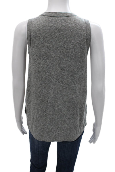Current/Elliott Women Basic Sleeveless Tank Gray Polyester Round Neck Size S