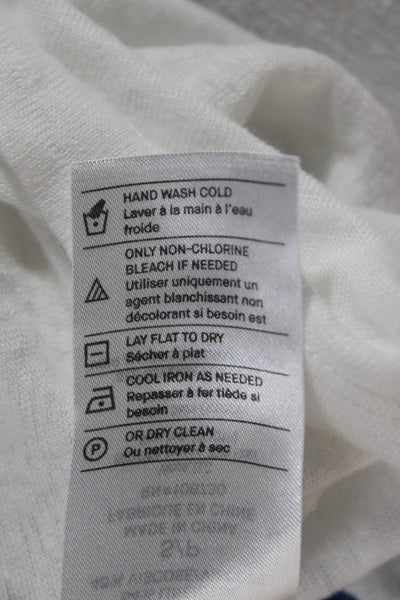 Vince Women Basic Linen Crew Neck Short Sleeve T-Shirt White Size S