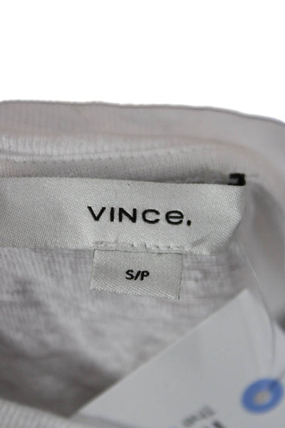 Vince Women Basic Linen Crew Neck Short Sleeve T-Shirt White Size S