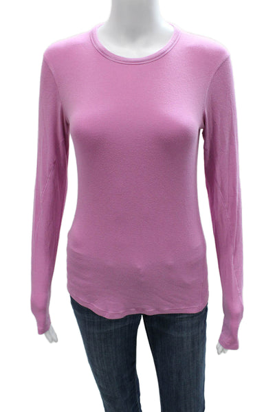 Lululemon Women Pink Basic Long Sleeve Crew Neck T-Shirt Nylon Size S