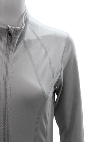 Yogalicious Women Track Jacket Gray Zip Polyester Spandex Long Sleeve Size S
