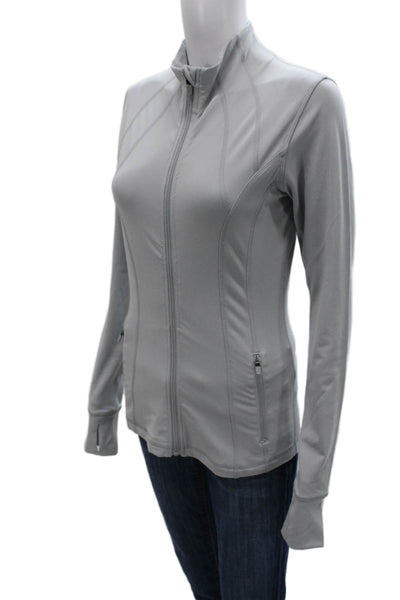 Yogalicious Women Track Jacket Gray Zip Polyester Spandex Long Sleeve Size S