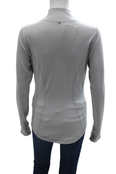 Yogalicious Women Track Jacket Gray Zip Polyester Spandex Long Sleeve Size S