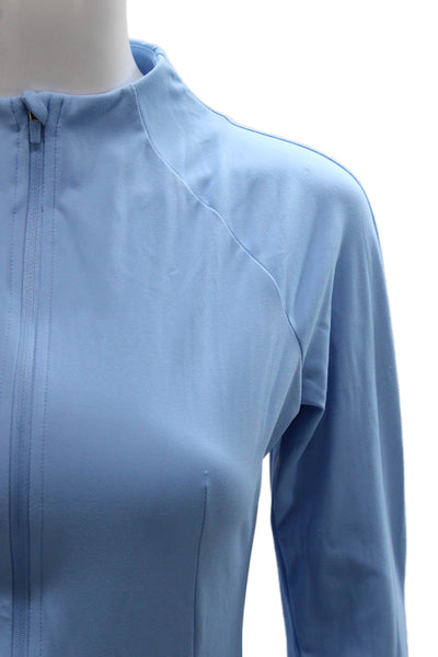 Dansk Womens Blue Zip Track Jacket Long Sleeve Nylon Spandex Size XS