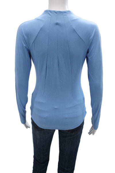 Dansk Womens Blue Zip Track Jacket Long Sleeve Nylon Spandex Size XS
