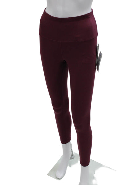 Yogalicious Womens Ankle Leggings Solid Red Polyester Size S