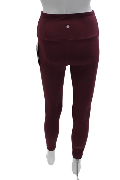 Yogalicious Womens Ankle Leggings Solid Red Polyester Size S