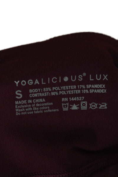 Yogalicious Womens Ankle Leggings Solid Red Polyester Size S