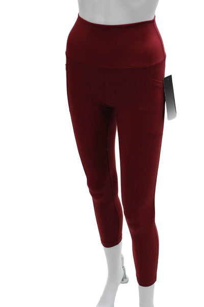 Yogalicious Womens Capri Leggings Red Nylon Pull On Size S