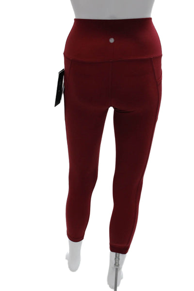 Yogalicious Womens Capri Leggings Red Nylon Pull On Size S