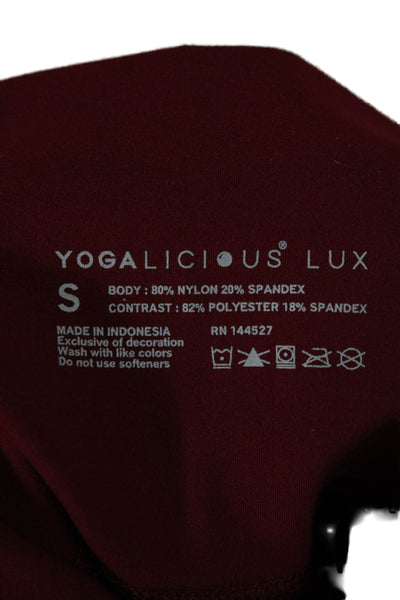 Yogalicious Womens Capri Leggings Red Nylon Pull On Size S