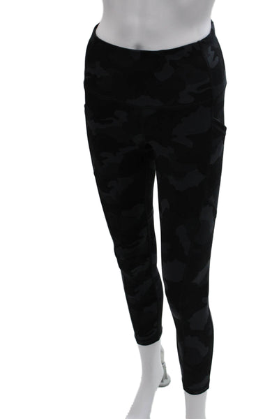 Yogalicious Womens Camouflage Ankle Leggings Black Polyester Size S