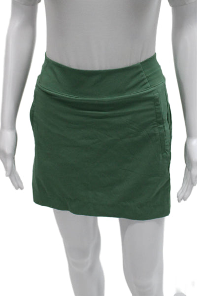 Athleta Women Athletic Solid Green Polyester Skort Short Size 0