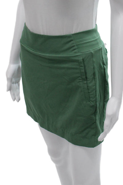 Athleta Women Athletic Solid Green Polyester Skort Short Size 0