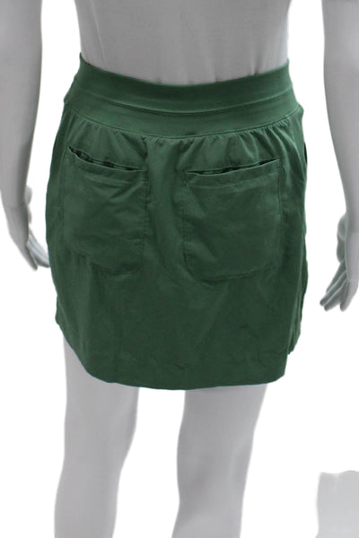 Athleta Women Athletic Solid Green Polyester Skort Short Size 0