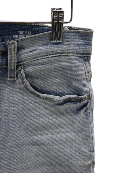 kensie Womens Straight Jeans Blue Mid Rise Cotton Blend Size 25